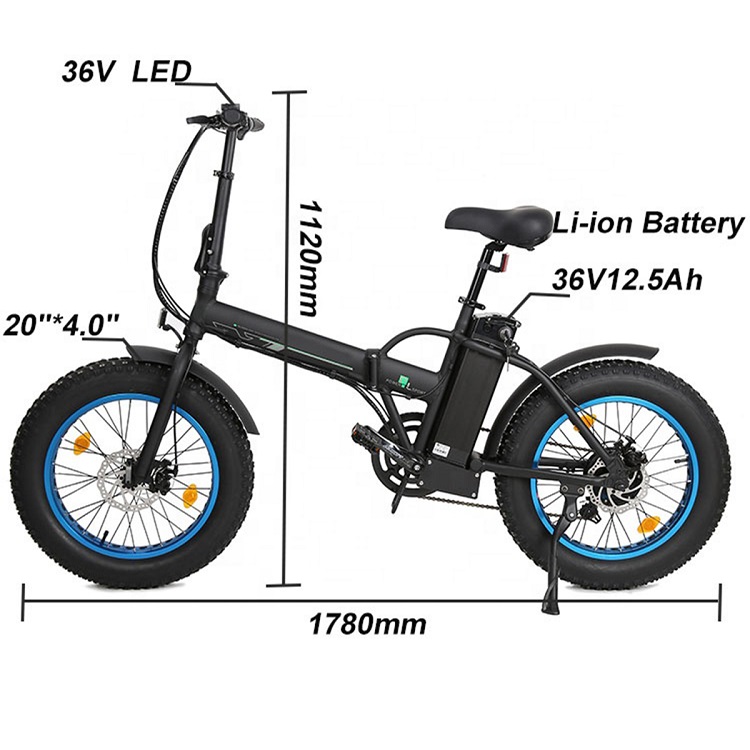 FATBIKE20 Bici elettrica pieghevole per pneumatici grassi da 20 pollici all'ingrosso 36V 48V 500W 750W Pieghevole E Bike Cruiser per adulti