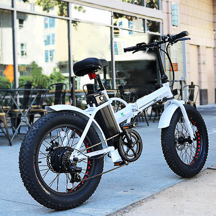 FATBIKE20 36V 500W 13AH Town & Country E-BIKE Bicicleta eléctrica plegable con neumático ancho Cuadro blanco